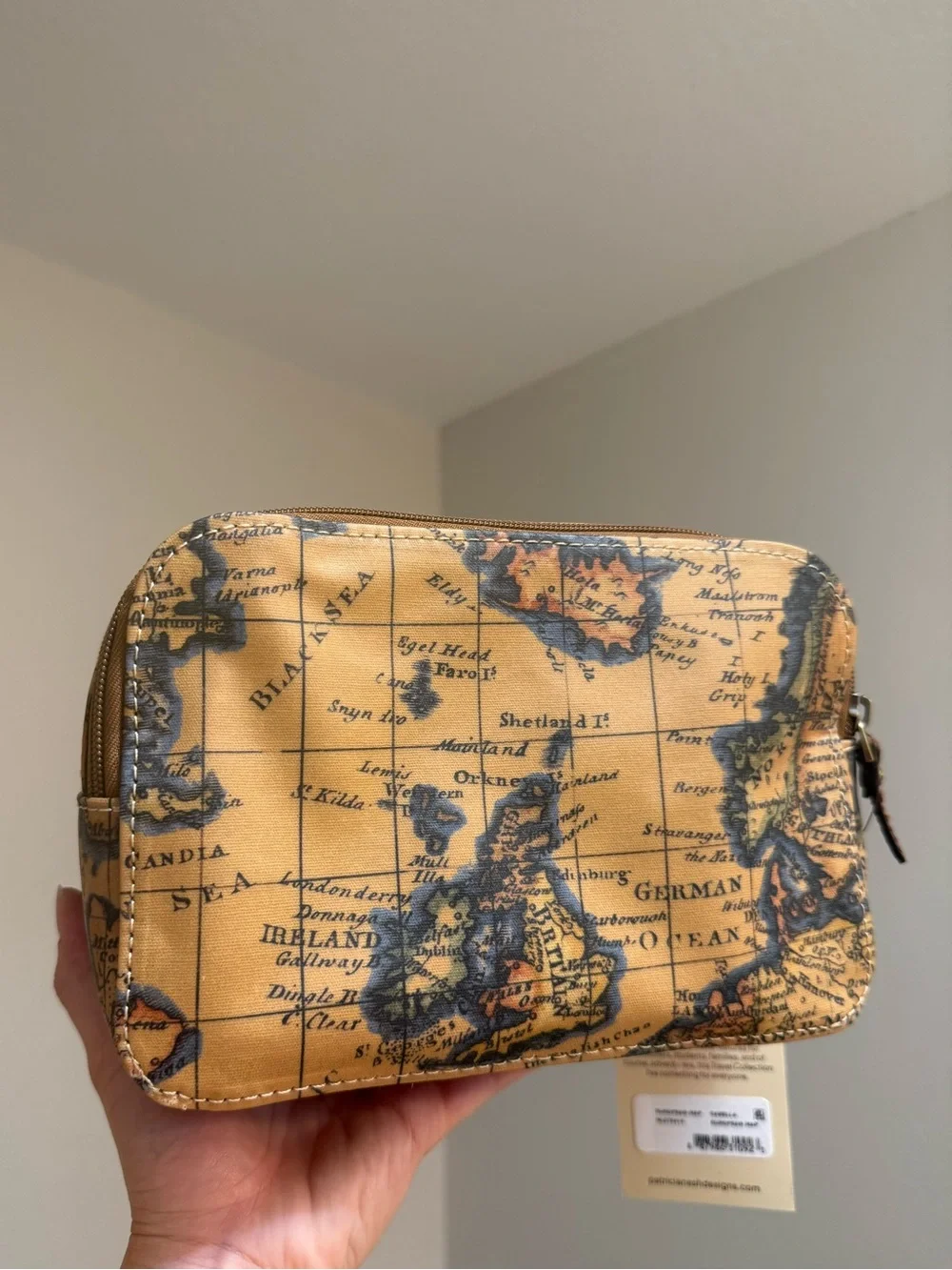 Patricia Nash Map-Print Coated Canvas Toiletry Makeup Travel Bag NWT